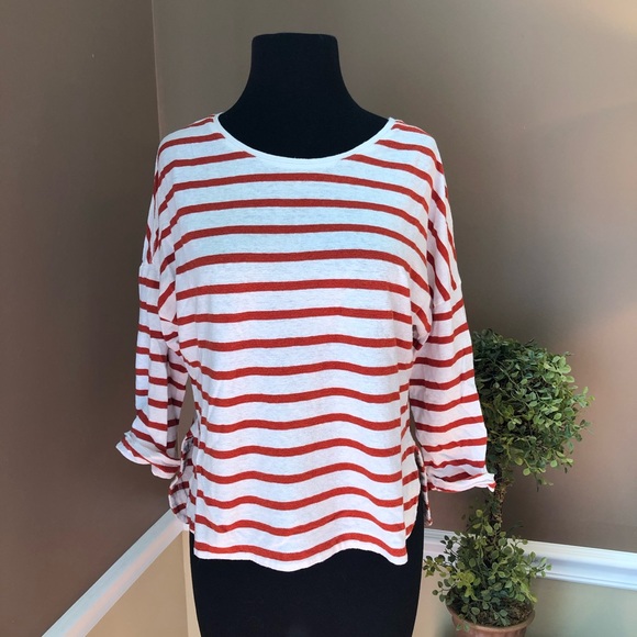 ⭐️ Madewell Striped 3/4 Sleeve Crewneck Shirt SMALL - Picture 2 of 11
